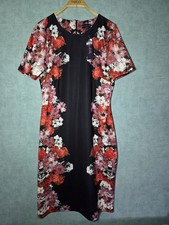 Long Tall Sally size 16 black floral mirror scuba bodycon dress