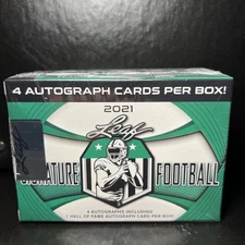 2021 Leaf Signature Football Factory Blaster Box 4 Autographs with 1 HOF