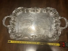 Vintage English Victorian BSC Silver Plater Twin Handle Serving Platter Tray