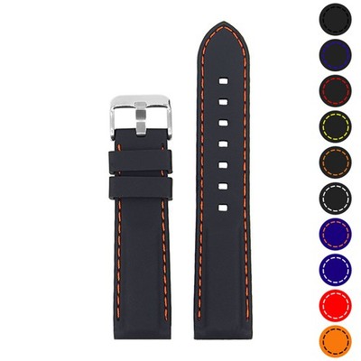 StrapsCo Stitched Premium Silicone Rubber Watch Band Strap Quick Release 20mm