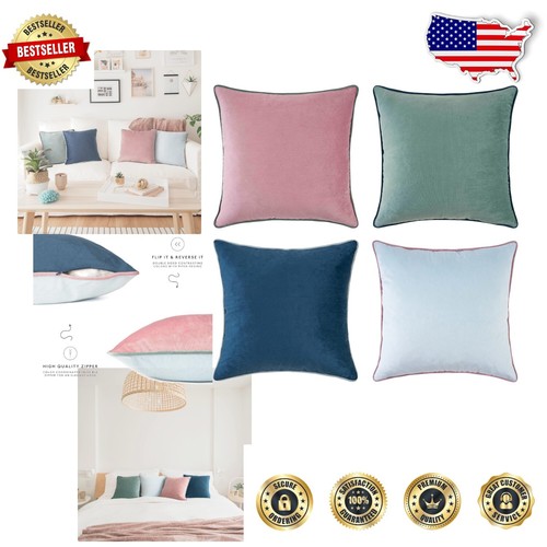 Soft Velvet Throw Pillow Covers - Colorful 18x18 Cushion Cases, Set of 4