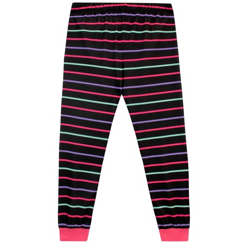 Girls Pyjamas Loungewear Pyjama Set 6-13 Years PJs Stripes Navy Pink Girl Gamer - Picture 6 of 6