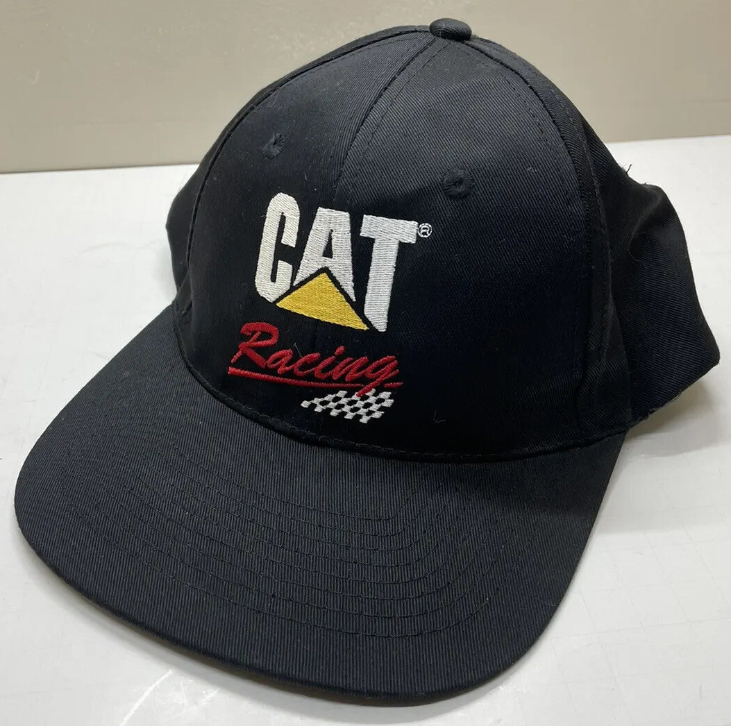 Vintage CAT Racing Black Truckers Hat Snapback Cap | eBay