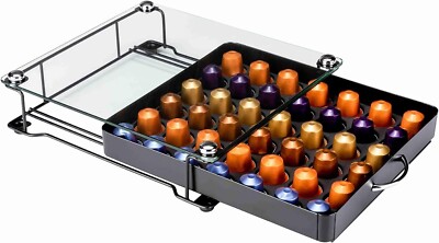 Nespresso Original Line 42 Coffee Pod Storage Pods Glass Drawer Holder Black