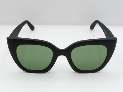 TOMS TRAVELLER SYDNEY CAT EYE POLARIZED SUNGLASSES BLACK/GREEN 50-23-148 NEW
