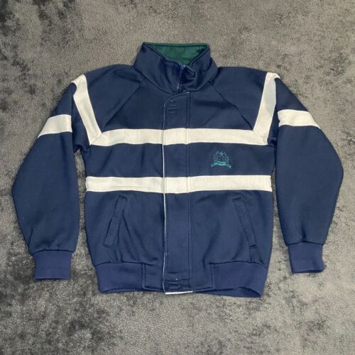 Vintage Christian Dior Jacket Mens Small Navy White Full Zip Up Sweater Stripes