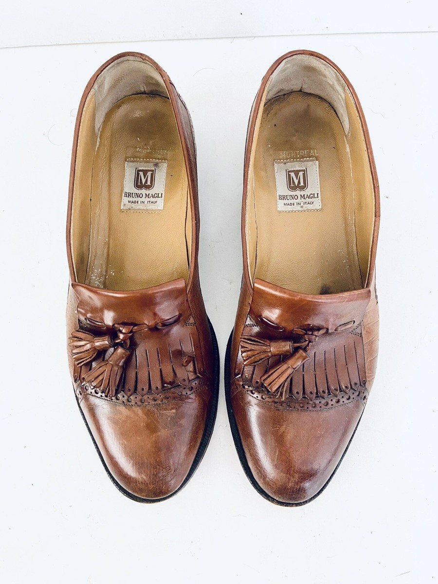 Bruno Magli Mens Brown Brandy Montreal Tassel Loafers Italy  display picture 2
