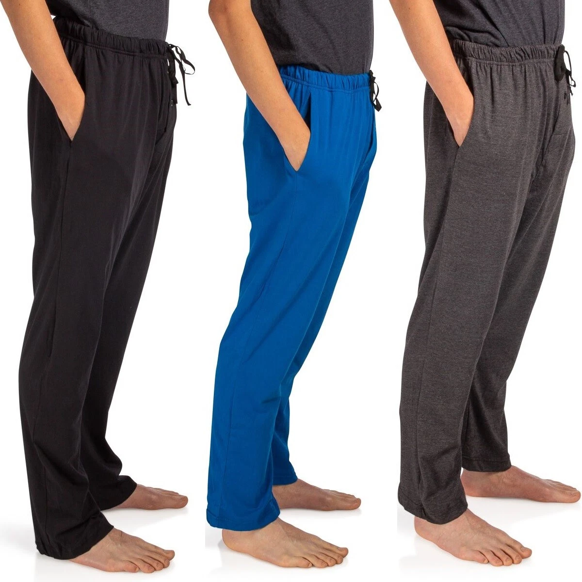 Tru Fit Mens Lounge Pants with Pockets Fly Cotton Soft Knit PJs