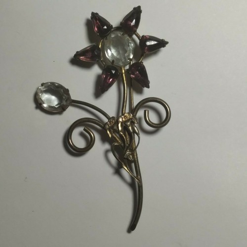 Spectacular Whiteco Crystal Amethyst Broach Circa 1920/1940s