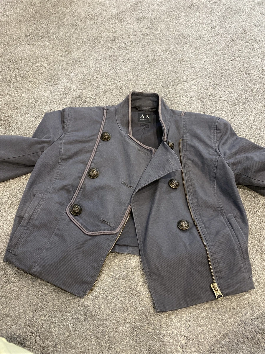 AX Armani Exchange Asymmetric Gray Women's Cropped Jacket