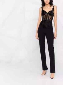 NEW AUTHENTIC MUGLER Black Cut-Out Illusion $2,800 Corset Bustier S bordelle