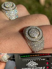 14k Gold Plated Mens Iced MOISSANITE Ring Hip...