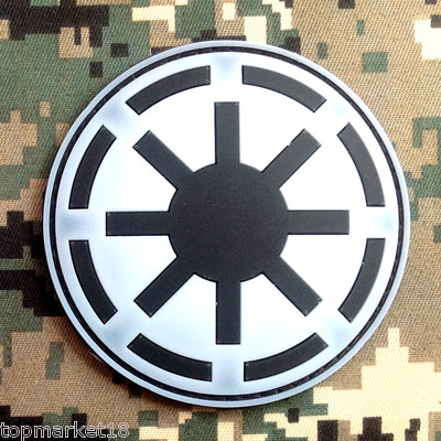 3D PVC IMPERIAL GALACTIC EMPIRE STAR WARS LOGO GLOW IN DARK RUBBER HOOK PATCH
