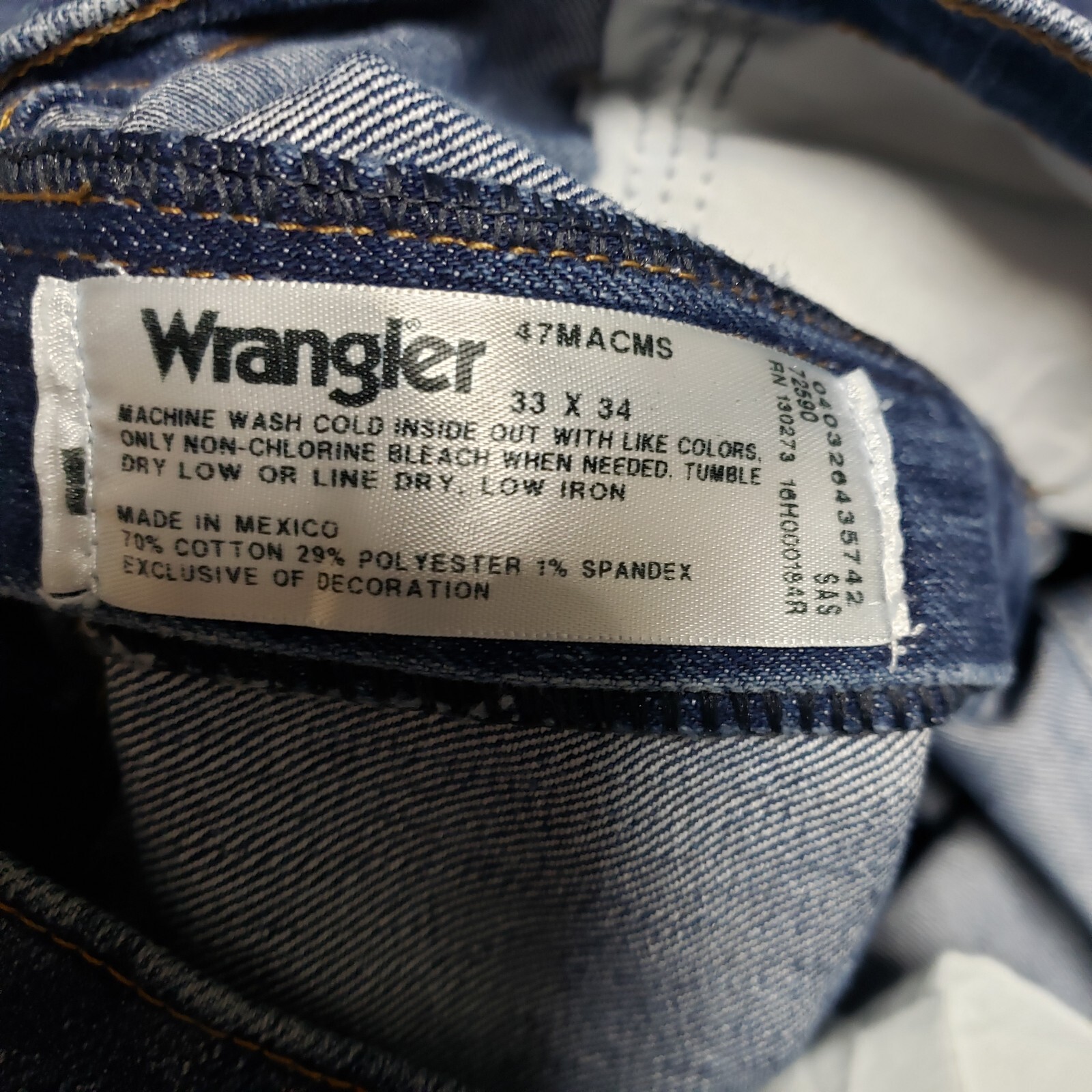 Wrangler Men's 33x34 Jeans 47 Advanced Comfort Relaxed Fit Straight Leg Work