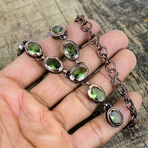 Faceted green amethyst necklace Gorgeous Handmade copper necklace Gift s - Picture 4 of 4