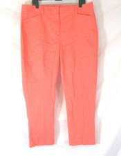 Lands' End Slim Leg Pant Pants Orange Sz 16 Mid Rise Stretch Women CB72C Altered