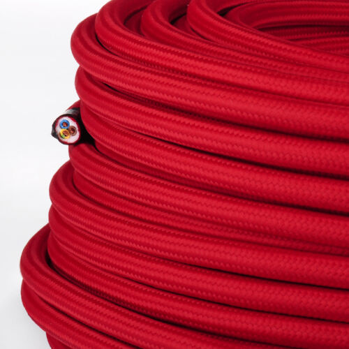 Cable textil 3x0,75 H03VV, cable de fibra textil trenzado, rojo carmín, redondo - Imagen 1 de 3