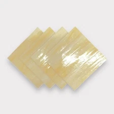 4 Pack Honey tr., White Crystal Prisma Fusible Glass Sheets / Mosaic Squares