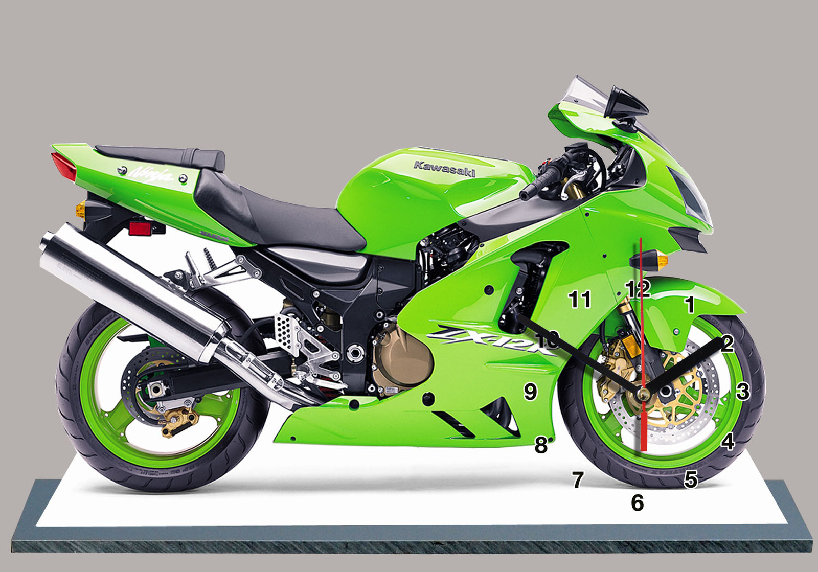 Horloge Kawasaki Ninja ZX 12R pour Décorer un Bureau de Motard
