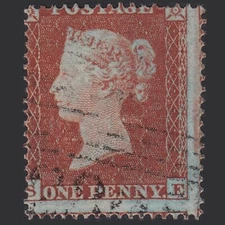 H38_20 GB QV 1854 1d PLATE 190 SG17-C1(1) FRAMED REVERSE SE FU PERTH 280 MISPERF