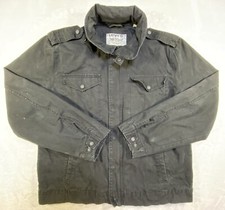 Levis Jacket Mens Large Military Trucker Black Hood Epaulets Army Full Zip Rare