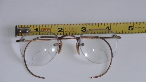 Gafas antiguas sin montura bifocales llenas de oro de 12 quilates con estuche - Imagen 14 de 15