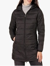 Nwt Puffer Coat Womens Black Lightweight Quilted Water-resistant Hooded Size Xs