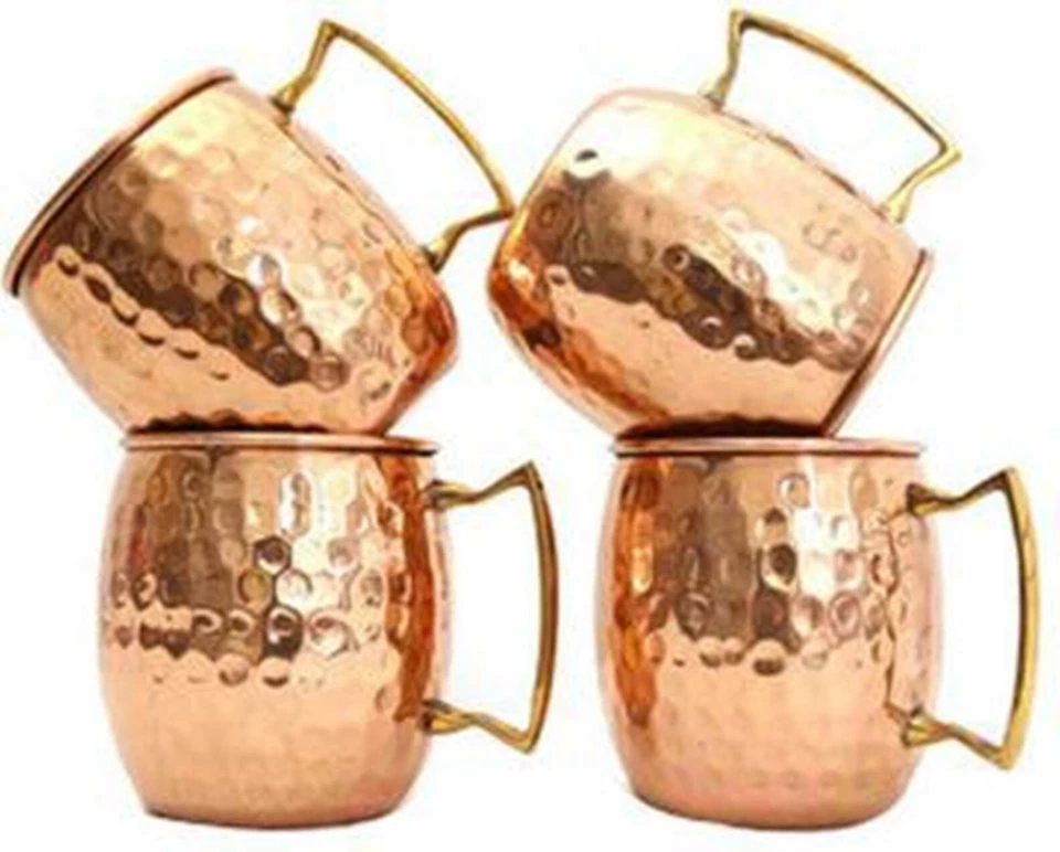 Copper Handmade Mug Ayurveda Health Yoga Whiter Glass Cup Drinking Mug 6Pcs - Image 2 of 4