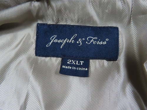 Joseph and Feiss Jacket Mens 2XLT TALL Beige Faux Leather Suede Full Zip Bomber - Picture 3 of 11