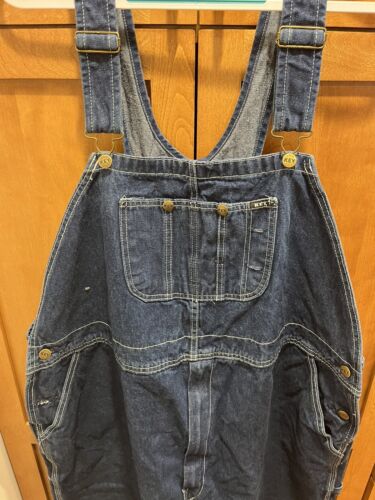 Vintage Key Blue Denim Jean Overalls Size 50x30 100% Cotton EUC - Picture 3 of 6