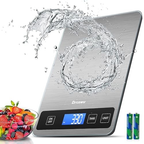 Drcowu Bilancia Cucina Digitale, 15kg Bilancia da Cucina Professionale con Funzi