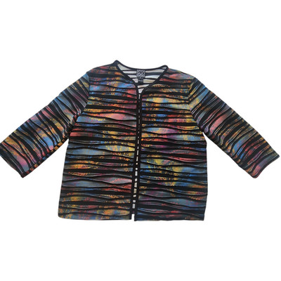 Clara Sun Woo Cropped Open-front Cardigan Jacket, textured colorful size small