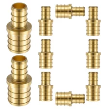 (10 Pack) Lidertik PEX Fittings 3/4 to 1/2 Reducer Adapter Brass Coupling LI-...