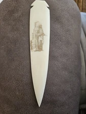 ENGRAVED NATIVE AMERICAN CHIEF BUFFALO BONE SPEAR POINT 7+" POWWOW RENDEZVOUS