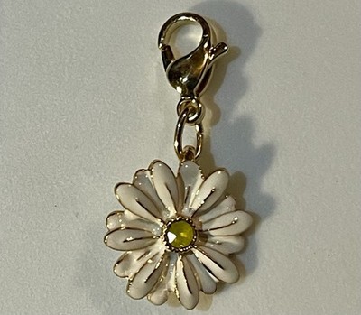 Origami Owl Gold White Daisy Flower Dangle w/ Swarovski Crystal NWOT (Ref#180)