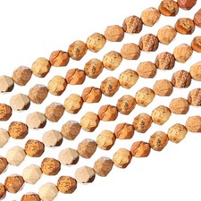 Faceted Polygon Stone, 8 8 mm Natural Faceted Diamond Round Stone, Wood Yellow