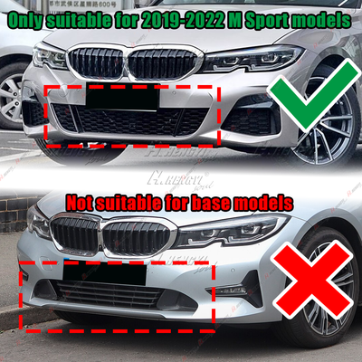Gloss Black Front Bumper Lip Splitter For 2019-2022 BMW G20 3-Series Sport Line (3-Piece)