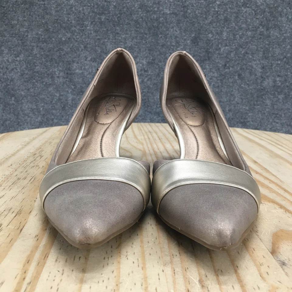 Zapatos de tacón Lifestride para mujer 8 M Stockard sin cordones gatito puntiagudo marrón metálico Foto 4 de 4