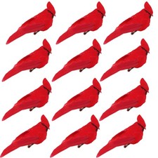 12 Pack Red Cardinals Ornaments Birds Cardinal Clip On Christmas Tree Artificial