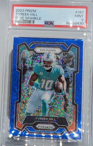2023 Panini Prizm Tyreek Hill #187 Blue Sparkle Prizm /96 PSA 9 Miami Dolphins 