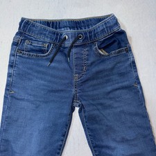 Cat  Jack Athletic Jeans Boys Size 8 Blue Excellent Stretch Drawstring Denim