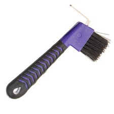 Horse Hoof Pick Brush with Soft Handle, Purple - Equestrian Grooming Tool
