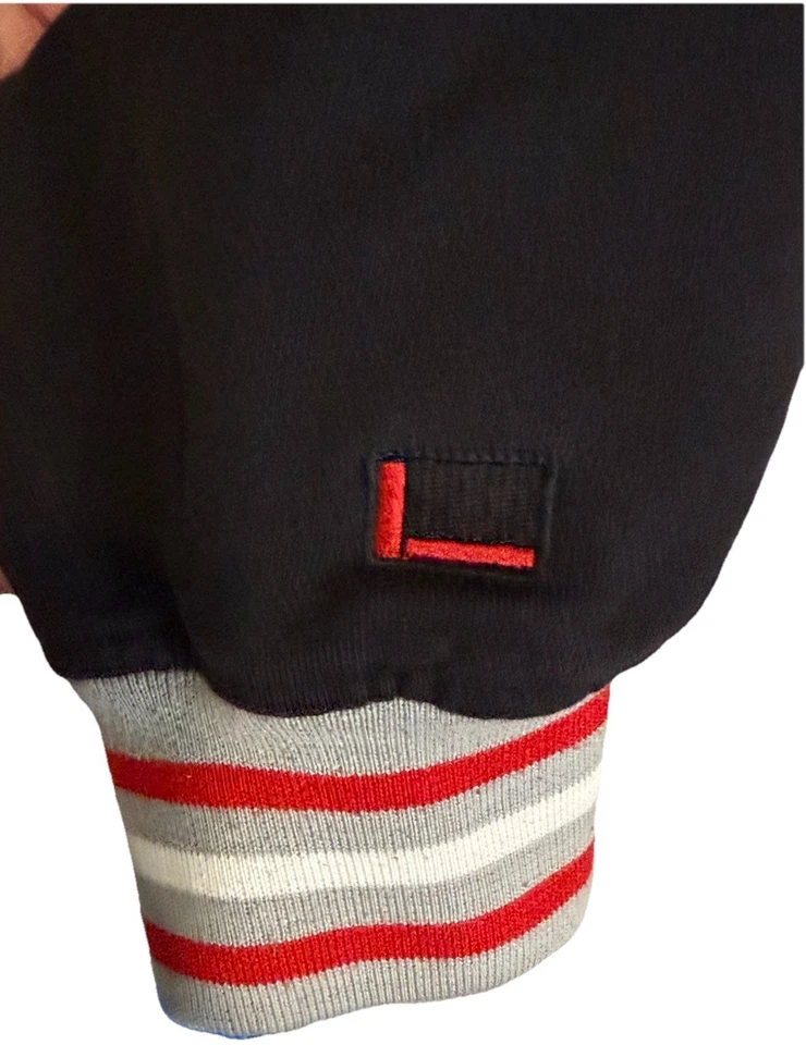 FUBU Varsity Collection Hoodie XXL Black Gray Red 05 Big F Logo Since 1992 Retro - Image 3 of 4