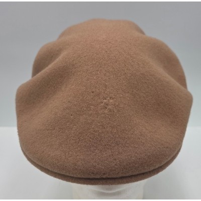 Vintage Kangol Flat Cap 504 Large Camel Tan Virgin Wool Ear Flap Made in UK