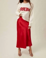 Wishlist Basic Satin Midi Skirt Size S