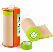 Pre-Taped Masking Paper with Dispenser - 12" X 50' Painters Paper and Tape for P