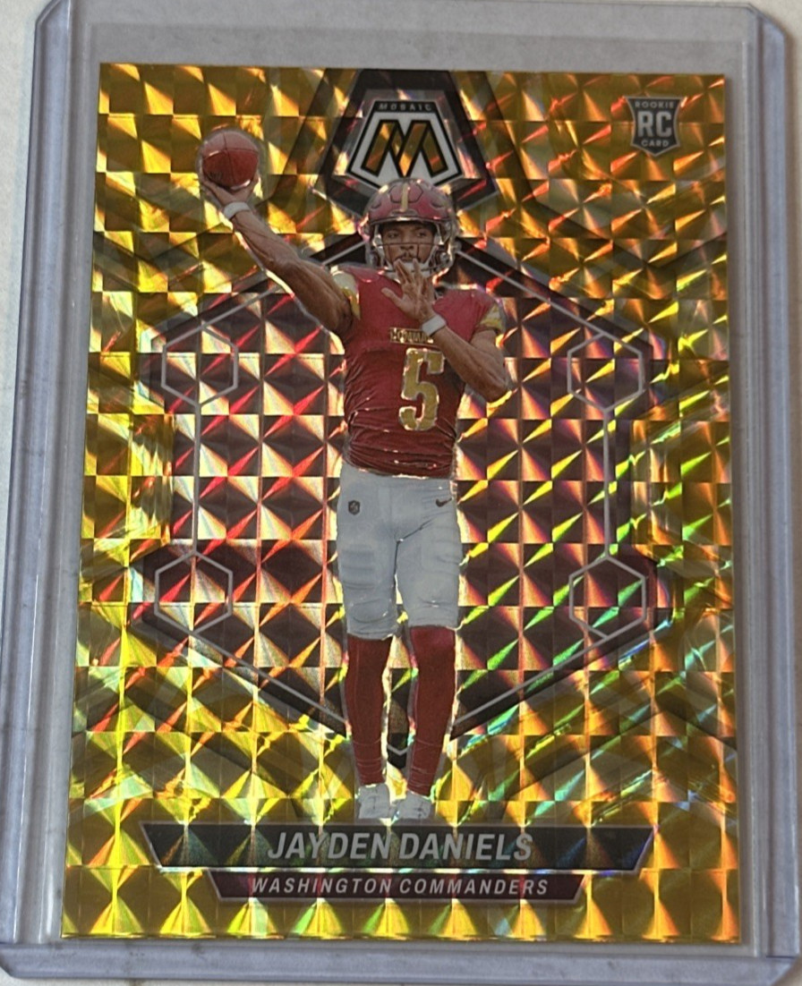 Jayden Daniels 2024 Panini Mosaic Rookies Reactive Yellow Mosaic Prizm #302