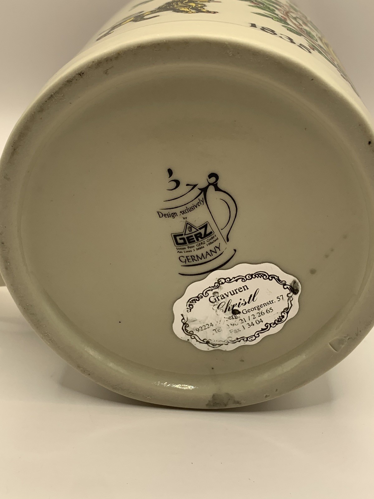 Vintage German Lidded Beer Stein GERZ Germany