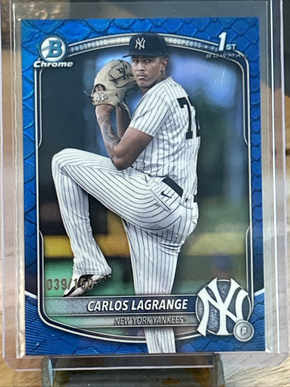 2025 Bowman Chrome Carlos Lagrange 1st Bowman Blue Reptilian Refractor /150 RC