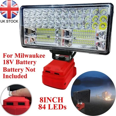 8inch/84LED Light Work Light Flash Torch For Milwaukee 18V M18 Li-ion Battery UK